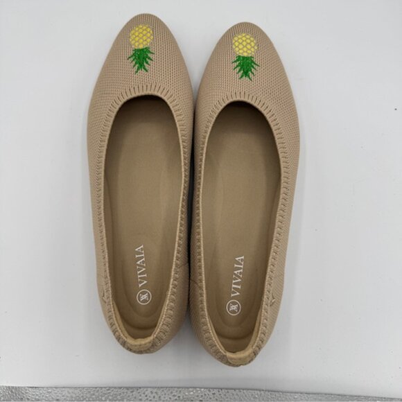 Vivaia Women's Pointed Toe Ballet Flats Pineapple Embroidery Size 39 - Picture 5 of 6